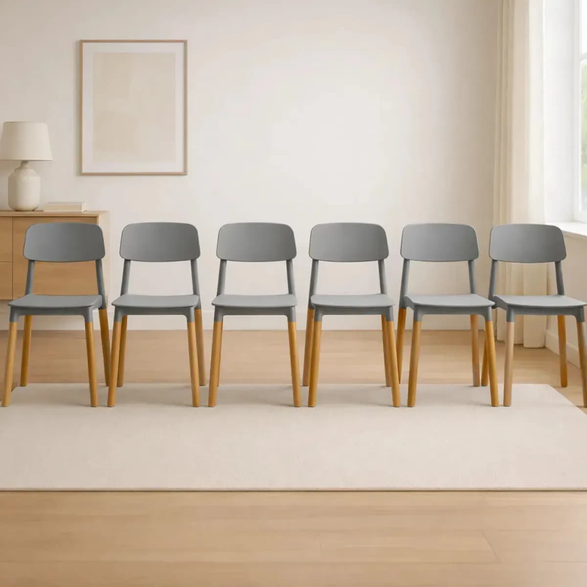 Sillas Comedor Cocina Milán Novara Base Madera Estructura X6 Estructura De La Silla Gris