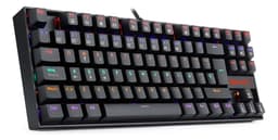 Teclado gamer Redragon Kumara K552 QWERTY Red español latinoamérica color negro con luz rainbow