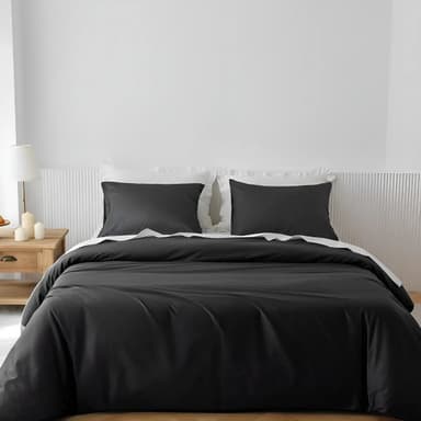 Funda Nórdica Reversible 2 1/2 Plazas Catana Home Microfibra Negro 220x240cm