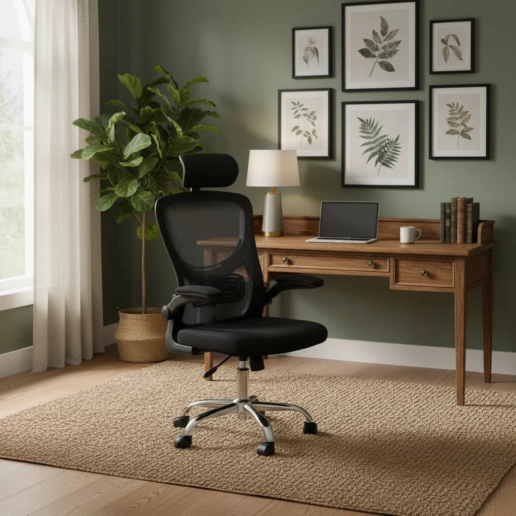 Silla Oficina Apoyacabeza Ejecutiva Ergonomica Respaldo Alto Negro