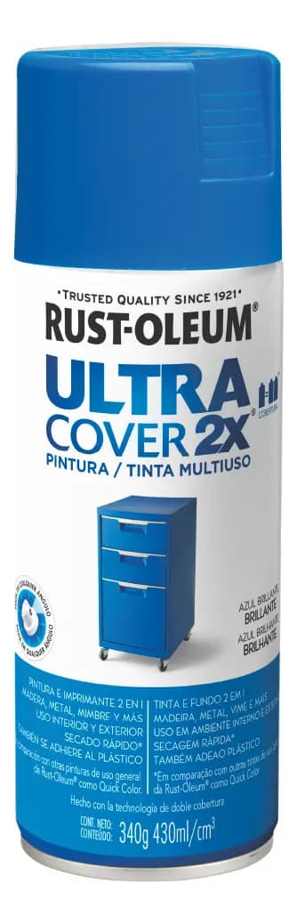 Pintura Aerosol Ultra Cover Colores 340 Ml Rust Oleum color azul brillante
