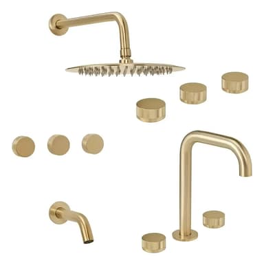 Combo Grifería Peirano Fabric Dorado Bidet + Lav + Ducha Dorado