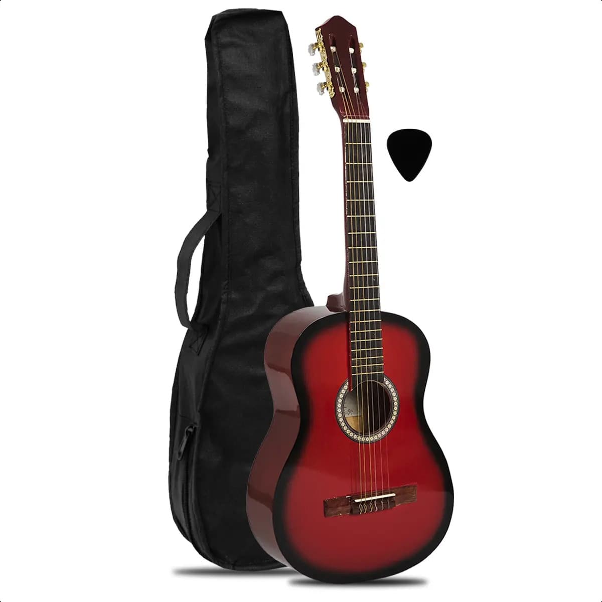 Guitarra Criolla Clasica Calidad Superior Funda Pua Manual Color Rojo ll Orientación de la mano Para diestro