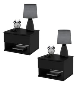 Mesa de Luz Flotante Negra Melamina Koa Home 1 Cajón 2 Unidades