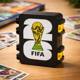 Caja Para Figuritas y Carta Mundial 2026 Organizador Estuche Cup 3d Mundial 2026 Negro hinchas futbol fanaticos de Chetitos Malos