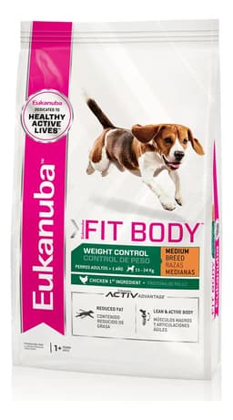 Alimento Eukanuba Fit Body Weight Control para perro adulto de raza mediana sabor mix en bolsa de 15 kg