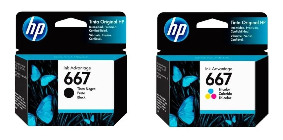 Cartucho de tinta HP 667 Deskjet Advantage color negro y coloreado 4 ml 2 unidades