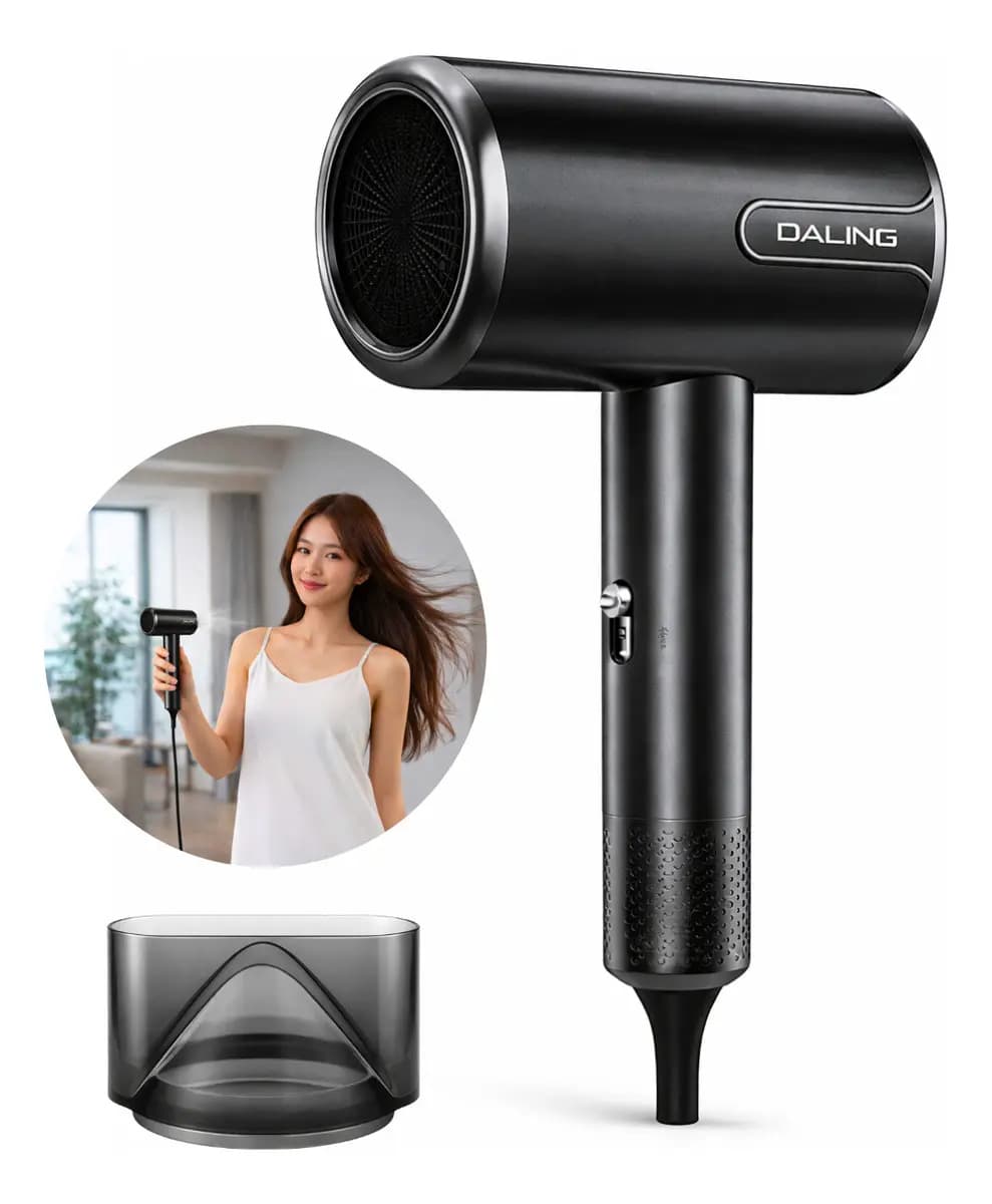 Secador Pelo Mano Ligero Elegante Alta Potencia 2000w Turbo Negro