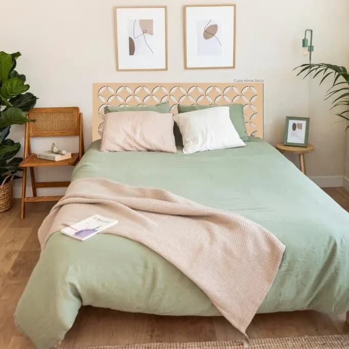 Respaldo De Cama Sommier Geometrico 2-21/2 Plazas - 160cm Marrón Natural