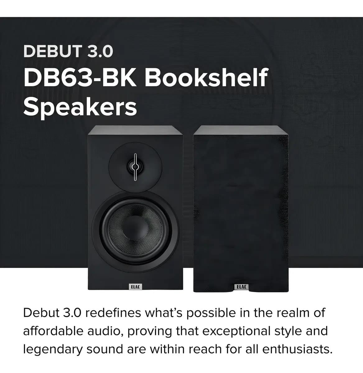 Parlantes Estantería Elac DB63-BK Tweeter Woofer 6.5'' Negro