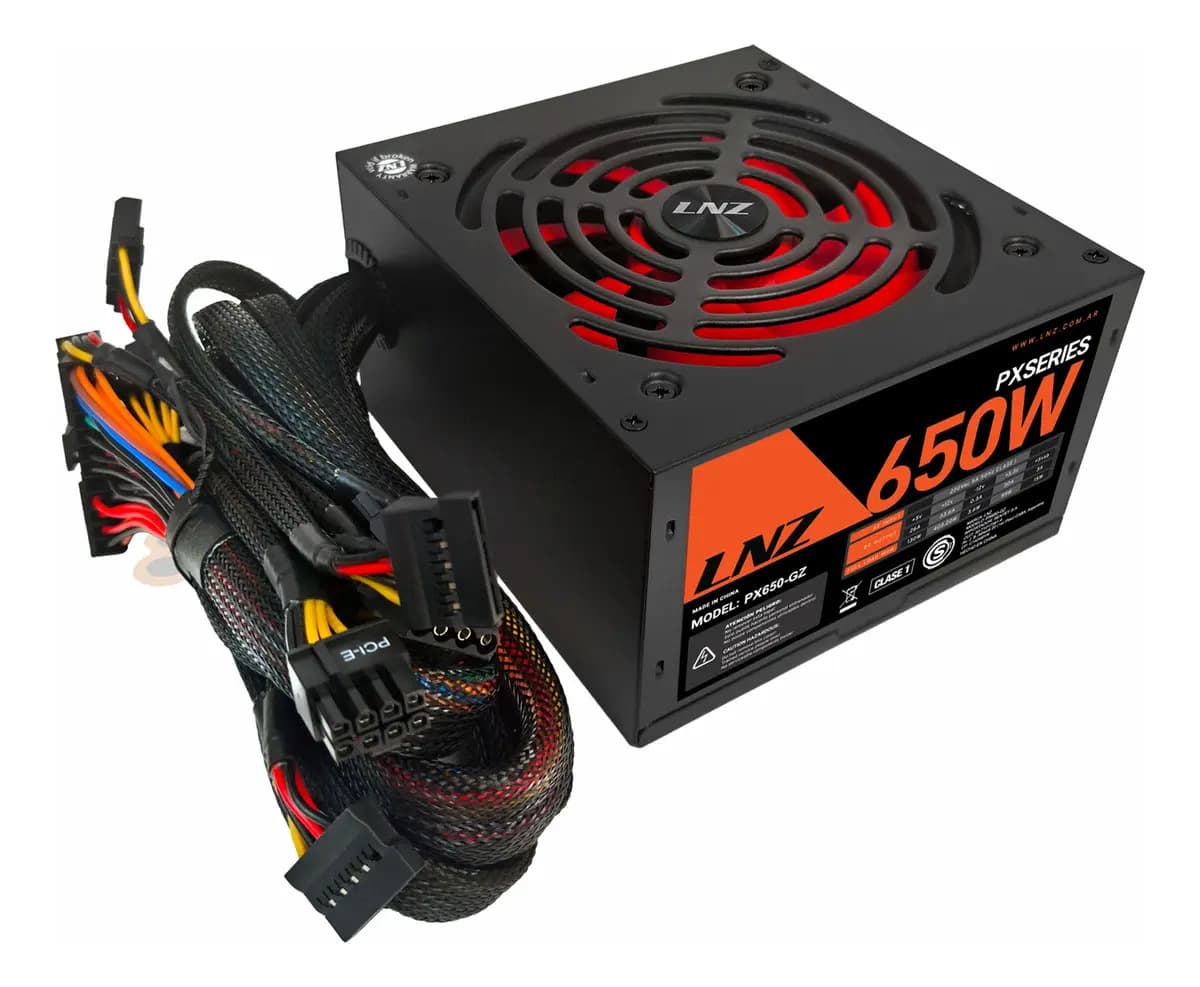 Fuente Pc Gamer Lnz 650w Real Pcie 2 X 6+2 Full Protection Ideal Vga Media/alta Gaming