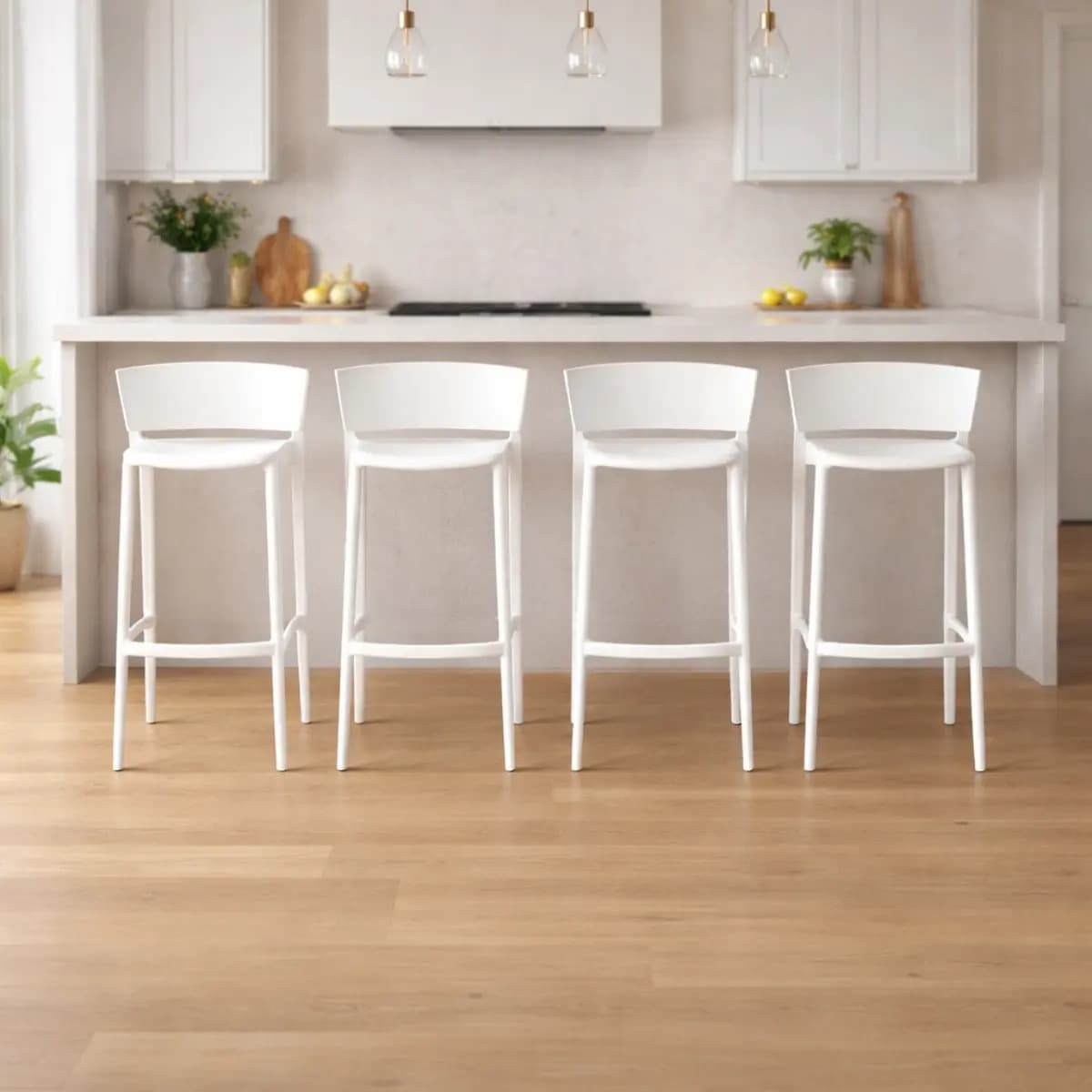 Banquetas Desayunador Plastico Rio Julieta Pack X4 Semimate Blanco