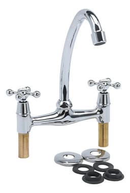 Grifo de cocina doble comando Genérica CMVC plateado acabado cromado