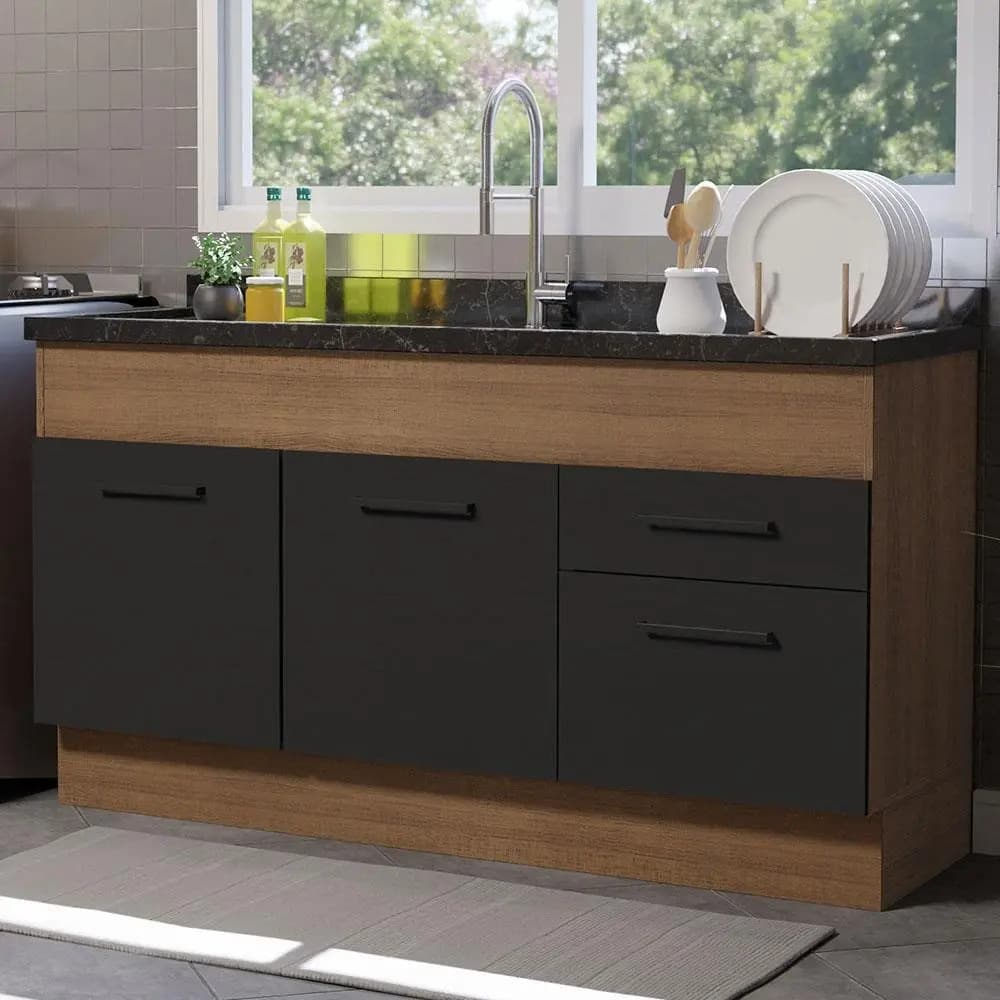 Bajo Mesada Madesa Agata 150 Cm 2 Puertas 2 Cajones / Sin bacha