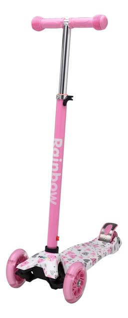 Monopatín infantil Rainbow Wind corazones ruedas LED rosa