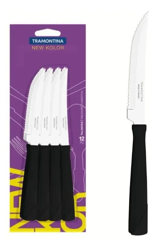 Cubierto Tramontina New Kolor Set X 12 Cuchillo Negro