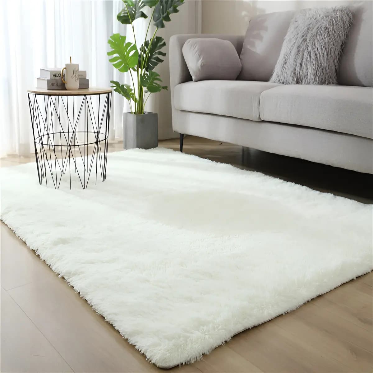 3x2 Mts Alfombras Nórdicas Pelo Largo Colores Ancho 2 M Color Blanco Diseño De La Tela Liso Largo 3 M