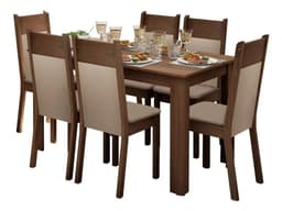 Juego De Comedor Con 6 Sillas Madesa Jaíne Diseño De La Tela Liso