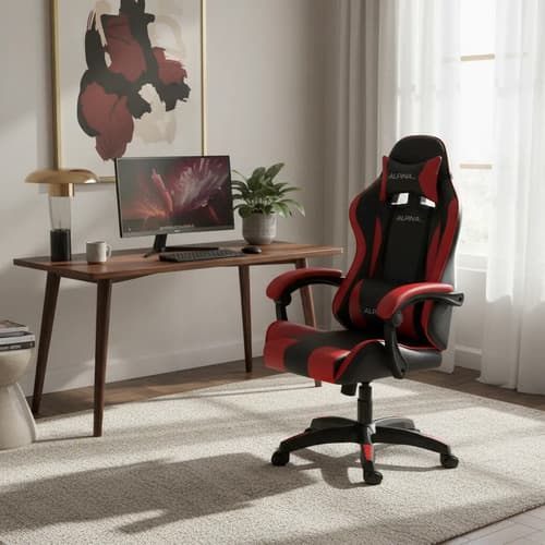 Silla Gamer Alpina Ergonómica FT-088 Negro/Rojo — Soporta 150kg