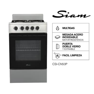 Cocina Multigas Siam Essential 50 Cm Plata,