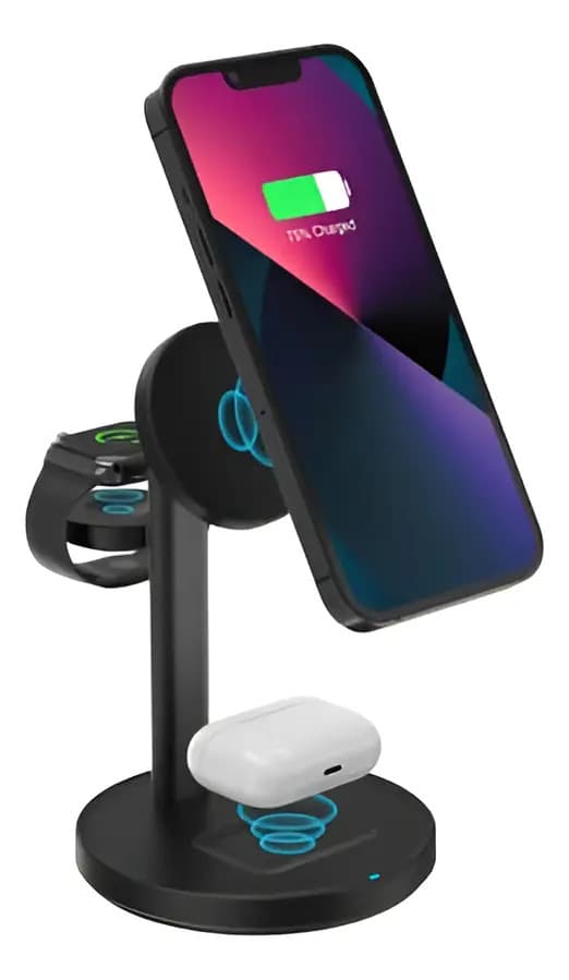 Cargador iPhone Apple Watch AirPods 3 En 1 Wireless Inpro Negro