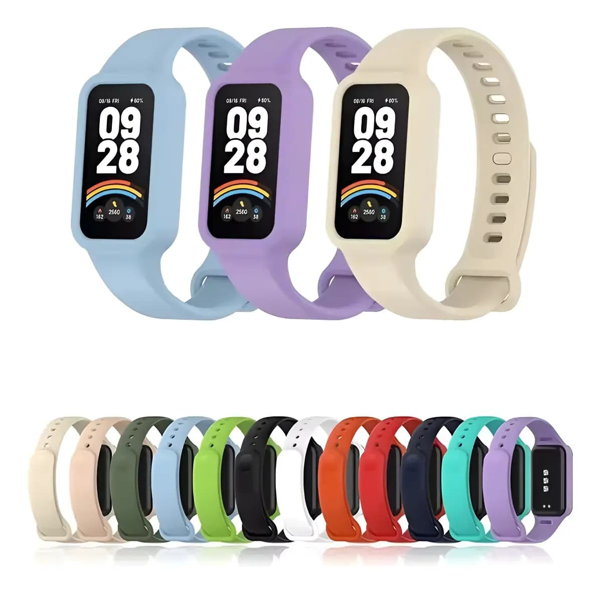 Malla Para Reloj Pulsera Xiaomi Smart Band 9 Active 1.47 De Silicona Generica Marca Miaband Color Negro