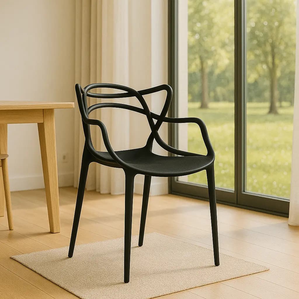 Silla Comedor Master Nórdica Pack X6 Unican Mas Que Muebles Estructura Color Negro Asiento Negro