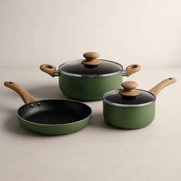 Set Ollas Fary Home Bateria Cocina 5 Piezas Antiadherentes Color Verde