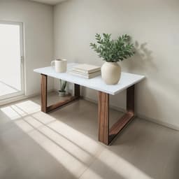 Mesa Ratona Arrime Tapa Melamina 60 Pata Rectangular Moderna Color Blanco/cedro