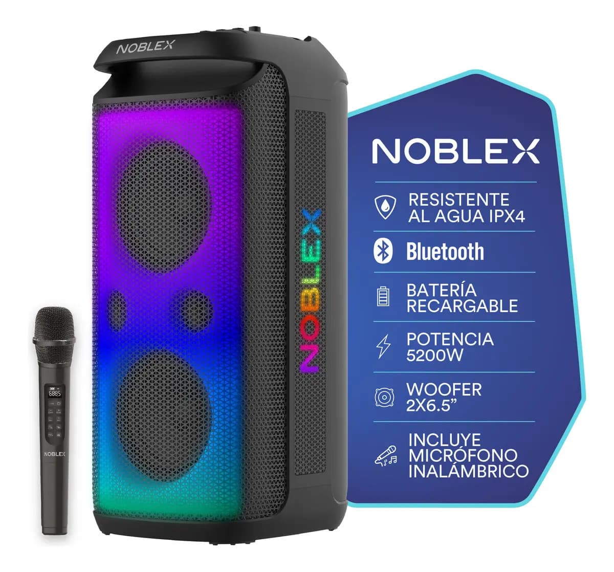 Torre De Sonido Noblex Mnx1600 5200w Karaoke Doble Woofer