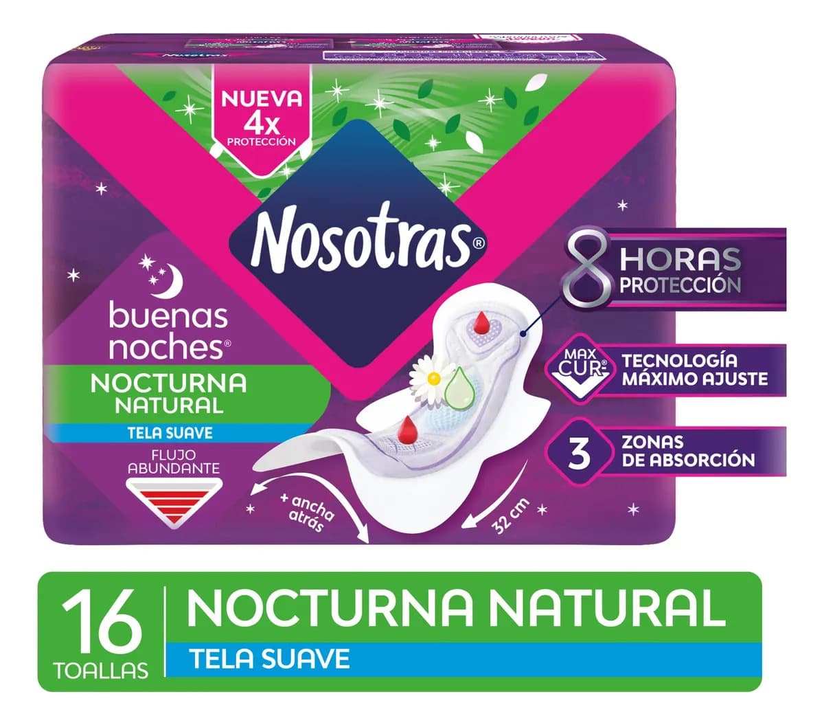 Toallas Femeninas Nosotras Nocturna X 16 Un