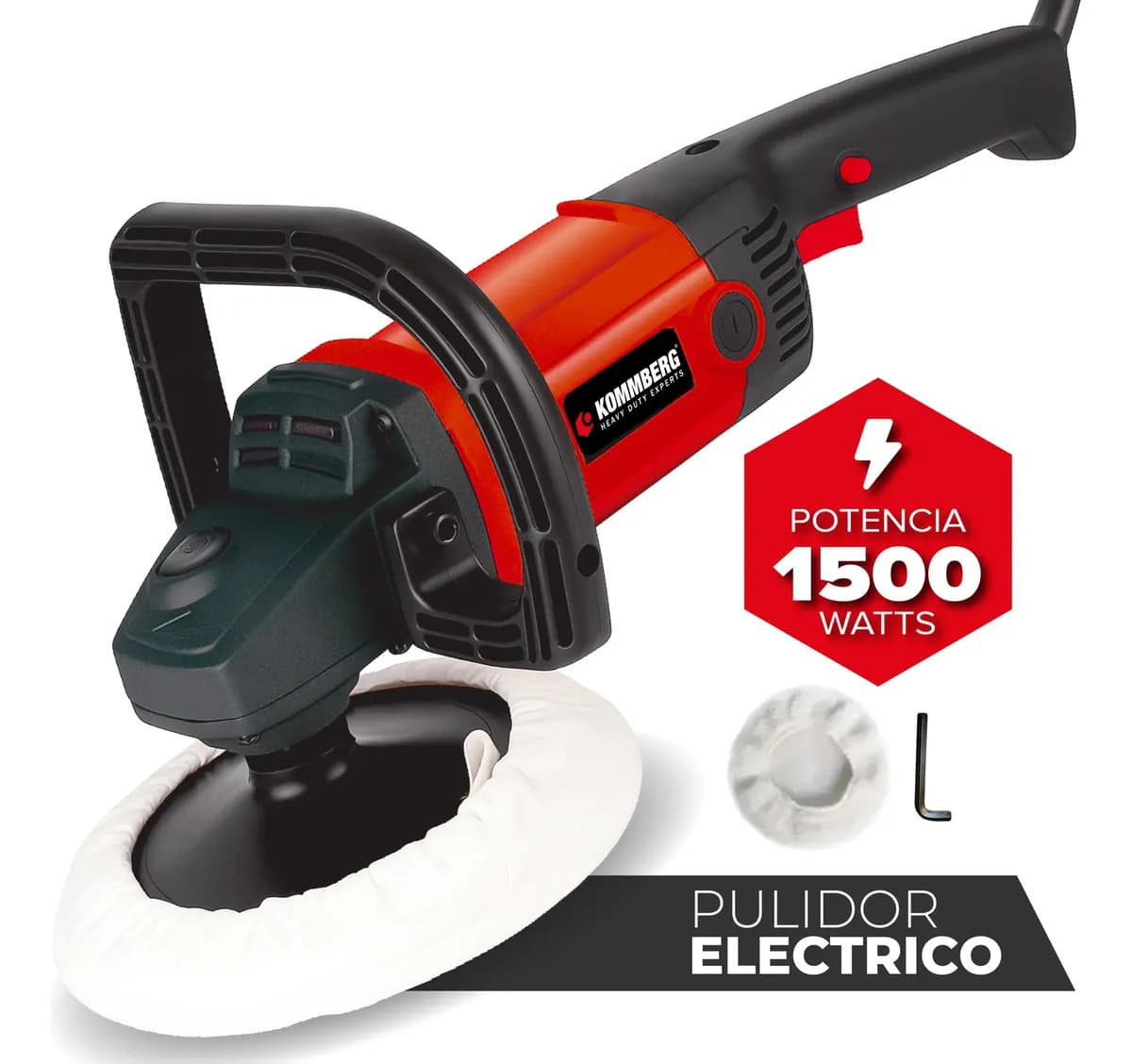 Pulidor Lustrador Auto Kommberg Eléctrico 1500 W 180 Mm Rotatoria Velocidad Regulable Lustra Lijadora