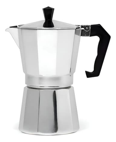 Cafetera Italiana Clasica 9 Pocillos Manual Aluminio 540ml Color Plateado