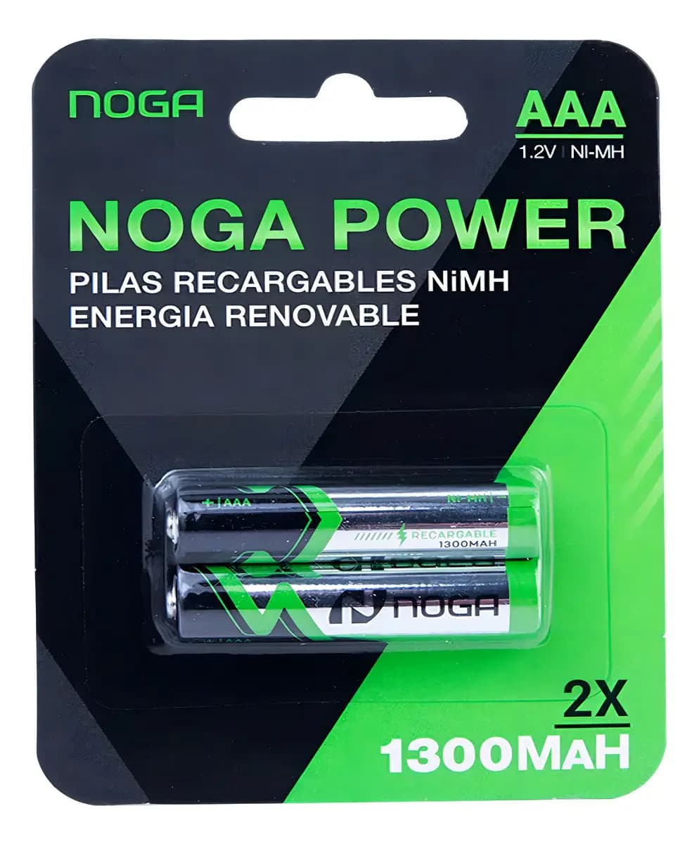 2 Pilas Recargables AAA Noga 1300 mAh 1.2V