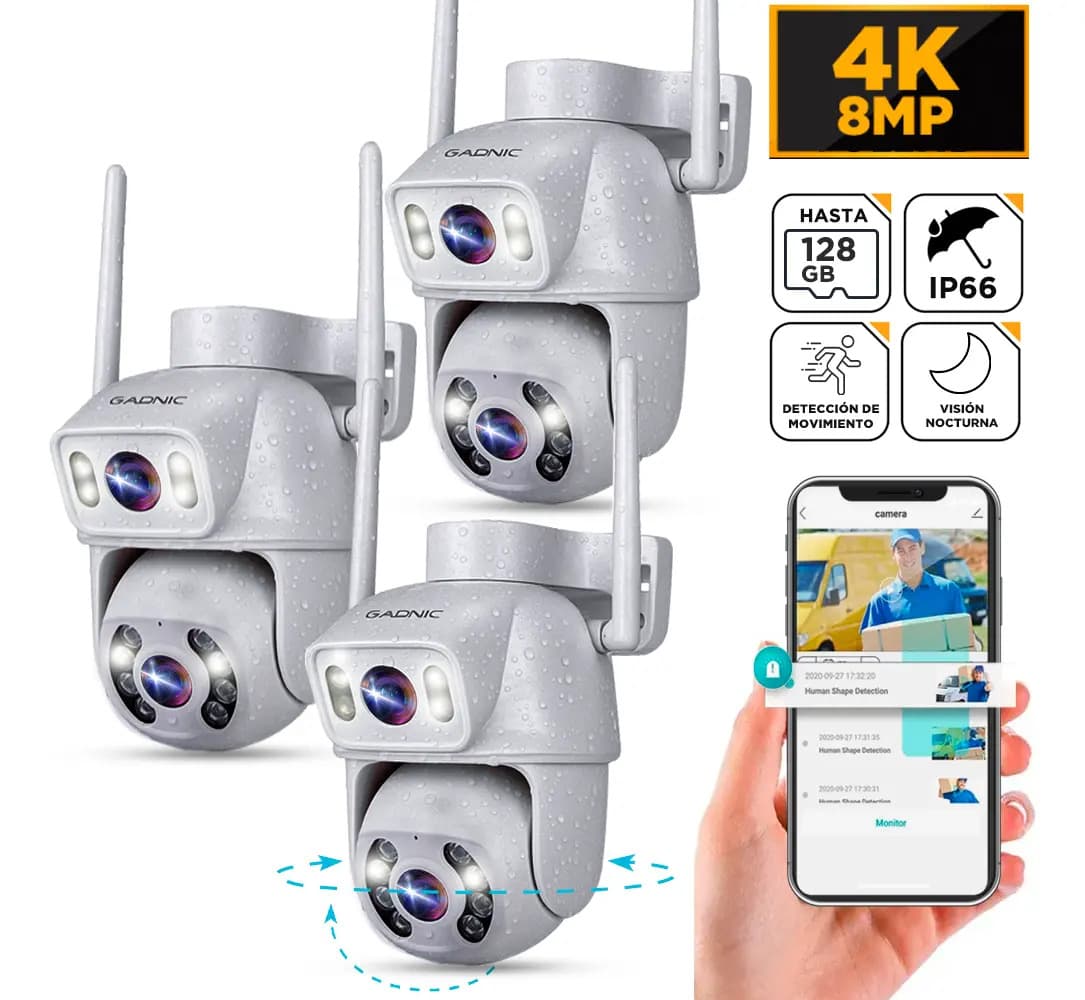 Kit de seguridad Gadnic 3XP2P057 3 cámaras 4k beast con doble lente wifi color blanco