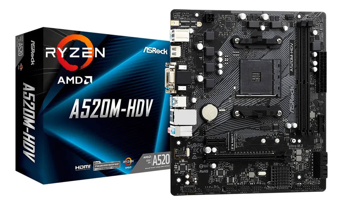 Motherboard Amd Asrock A520m Ryzen Ddr4 Hdmi Am4 Micro Atx Negro