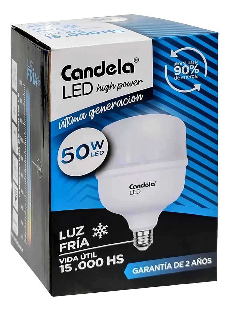 Lámpara LED Galponera de 50W Candela, Luz Fría y Rosca E27