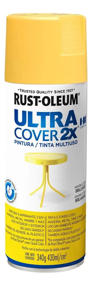 Rust Oleum pintura aerosol ultra cover colores 430 Ml color amarillo sol brillante