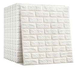 Pack 12 Placas 3d Autoadhesiva Ladrillo Relieve Blanco Soul