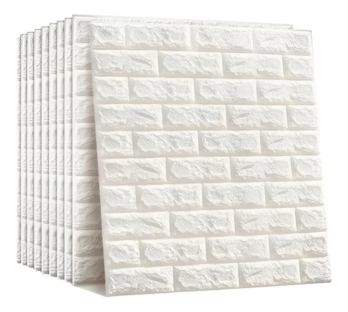 Pack 12 Placas 3d Autoadhesiva Ladrillo Relieve Blanco Soul