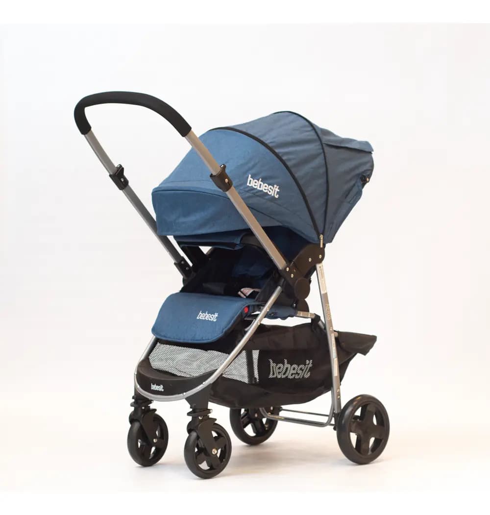 Cochecito de paseo Bebesit Aeris 1390 azul con chasis color plateado rebatible