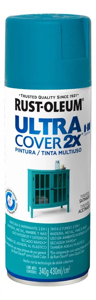 Rust Oleum pintura aerosol ultra cover colores 430 ml color turquesa satinado