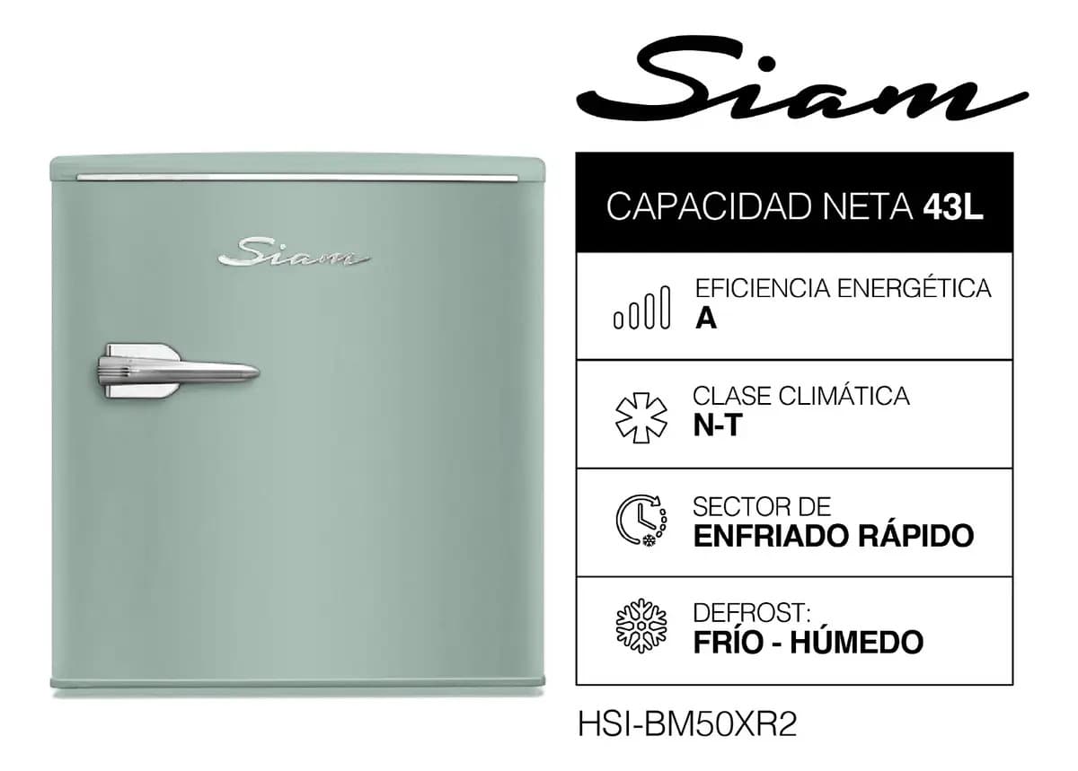 Heladera Siam Bajo Mesada Retro 50l Verde Hsi-bm50xr2