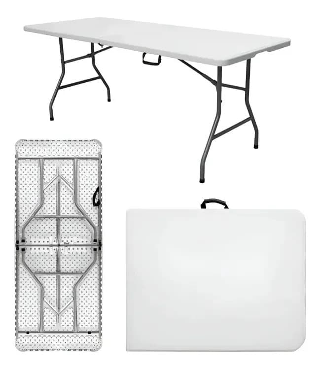 Mesa plegable valija 180 exterior interior blanco