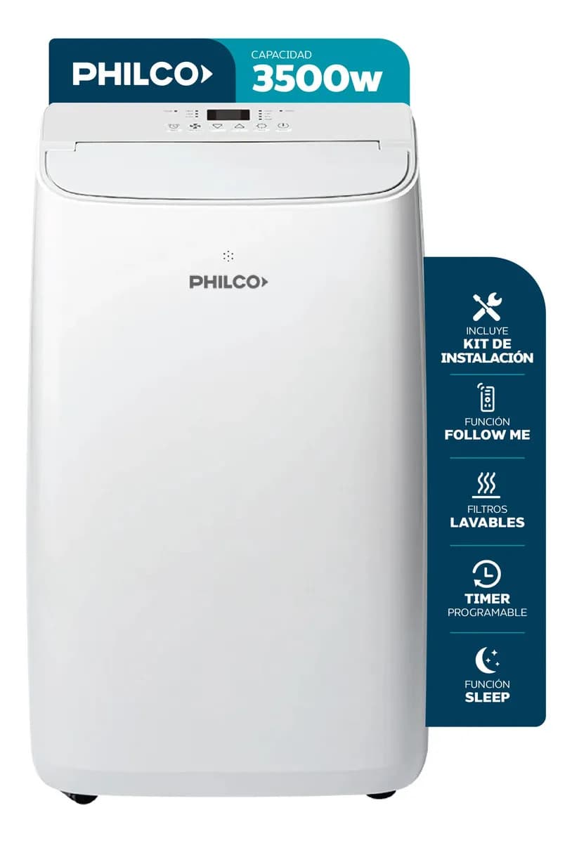 Aire Acondicionado PHP35HC7API Philco Portátil Frío/calor 3010 Frigorías Color Blanco
