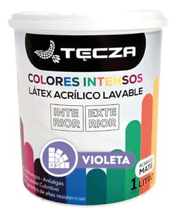 Pintura Latex Violeta Lavable 1 Litro. Tecza, Linea Colores Intensos Preparados Apto Interior Y Exterior, Acabado Mate.