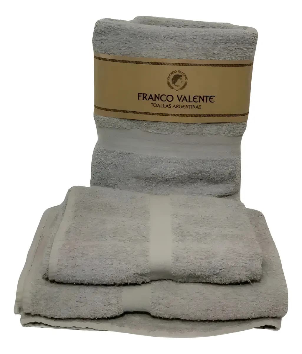 Juego de Toalla y Toallón Franco Valenta de Algodón Gris Oscuro 400 gr