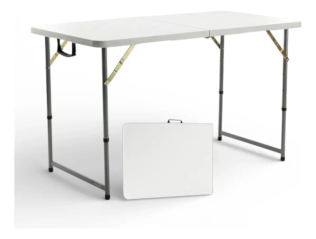 Mesa Plegable De Exterior 120cm Interior Para Jardin Camping Blanco