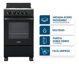 Cocina a gas Sansei Essential 50 Cm Negra Multigas