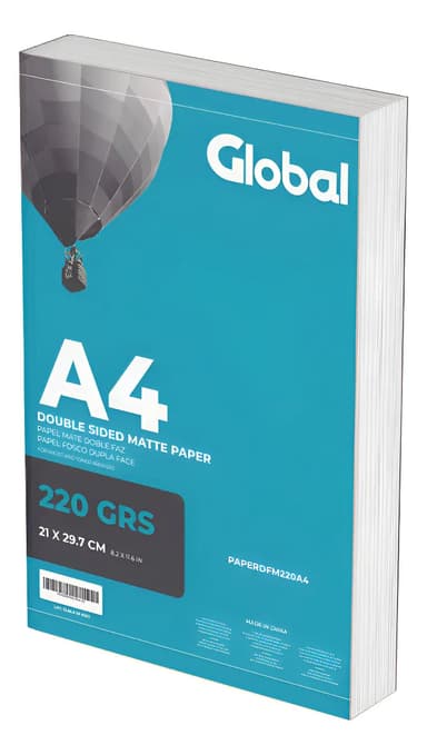 Papel Mate A4 Doble Faz De 220 Grs - Medida 210 X 297 Mm - Resma De 20 Hojas - Marca Global Electronics